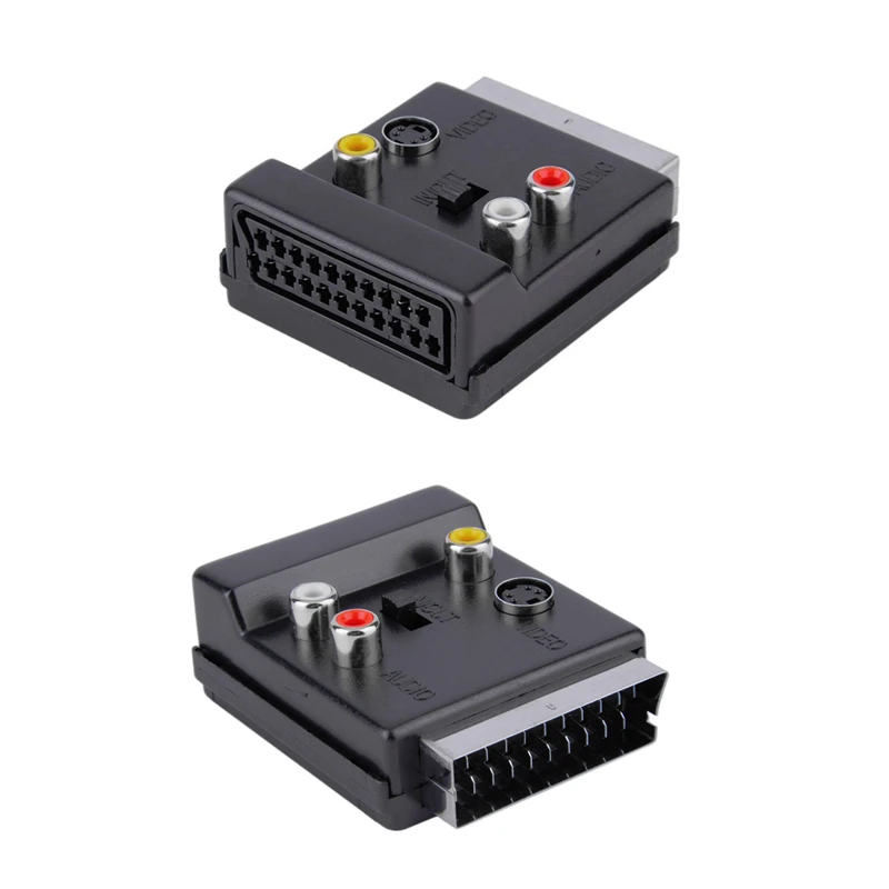 

20 Pin SCART to 3 RCA S-Video Audio Video Adapter Cable Connector Plug SCART to 3RCA Jack S Video AV TV Converter with IN/OUT