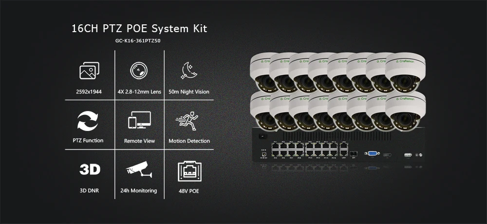 16ch 5MP POE PTZ IP купольная камера комплект системы H.265 2,8-12 мм 4X оптический зум CCTV безопасности в помещении до 32ch 5.0MP зарегистрированный NVR