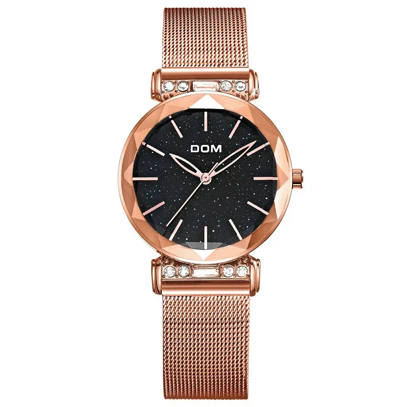 DOM роскошные женские часы из розового золота минимализм звездное небо пряжка модные повседневные женские наручные часы водонепроницаемые G-1245GK-1M - Цвет: G-1245GK-1M