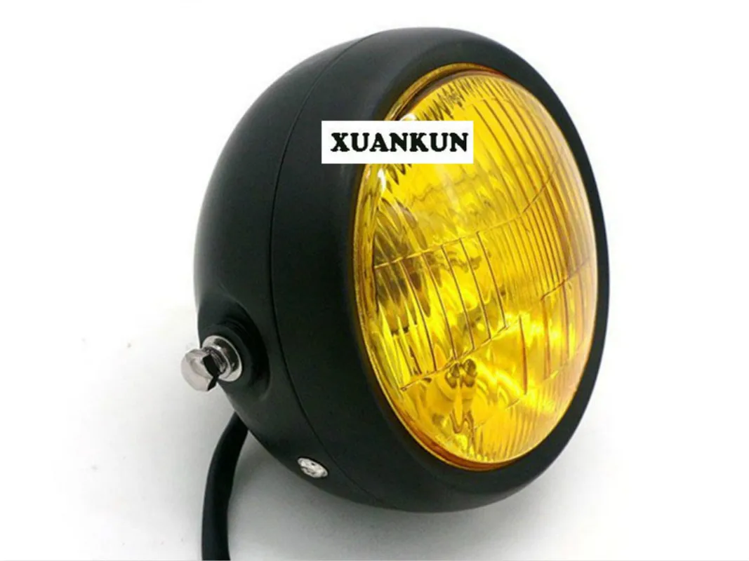 

XUANKUN CG125 Motorcycle Modified Retro Iron Yellow Light Far And Near Headlamps