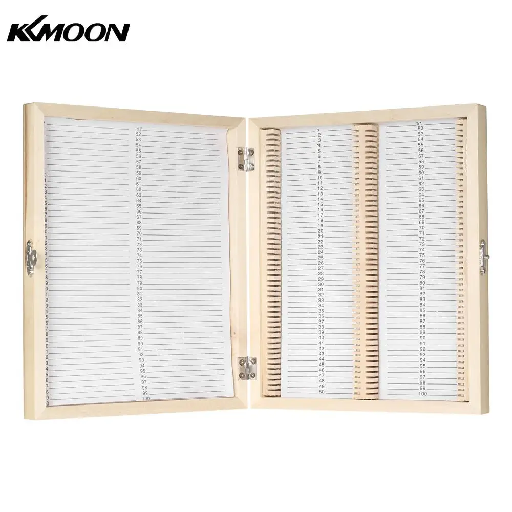 

KKmoon 100pcs Wooden Slide Storage Box with Numbered Slots Contents Sheet for Prepared Microscope Slides