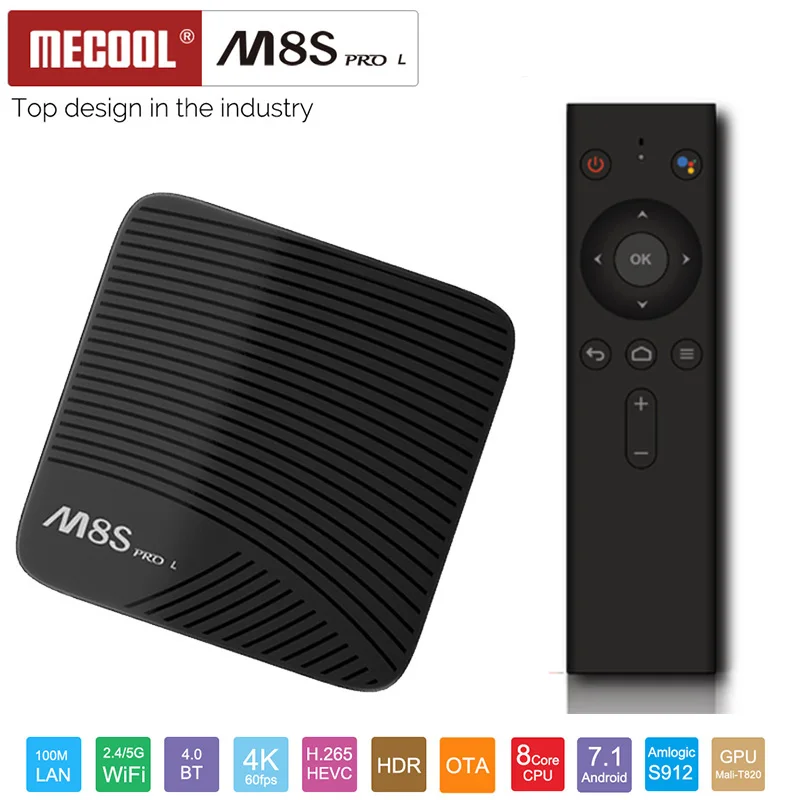 

Mecool M8S PRO L 4K TV Box Android 7.1 Amlogic S912 32GB ROM 3GB RAM Bluetooth Set-top Box with Voice Remote Control