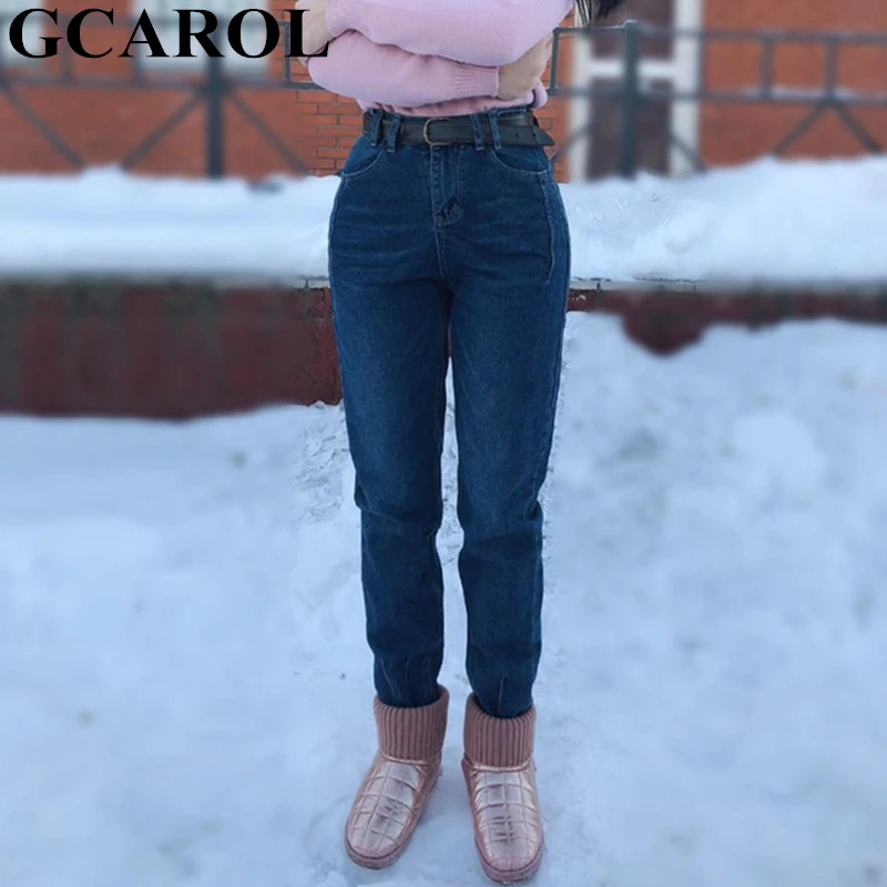 GCAROL 2018 New Collection Women Pencil Denim Pants High Waisted High Street Boyfriend Style Jeans In 3 Colors Plus Size 26-32