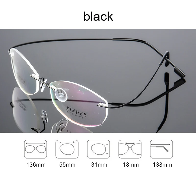 Оптические очки, оправа для мужчин и женщин, овальные компьютерные очки без оправы, легкие титановые очки с памятью, прозрачное защитное стекло Z866 - Цвет оправы: c1
