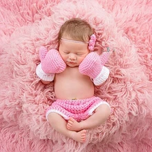Photography Props Baby Photo Props Crochet Knitted Newborn Photo Props Boxing Mittens handmade blanket for newborn baby photo props crochet rose flowers pink floral knitted receiving blankets photography props