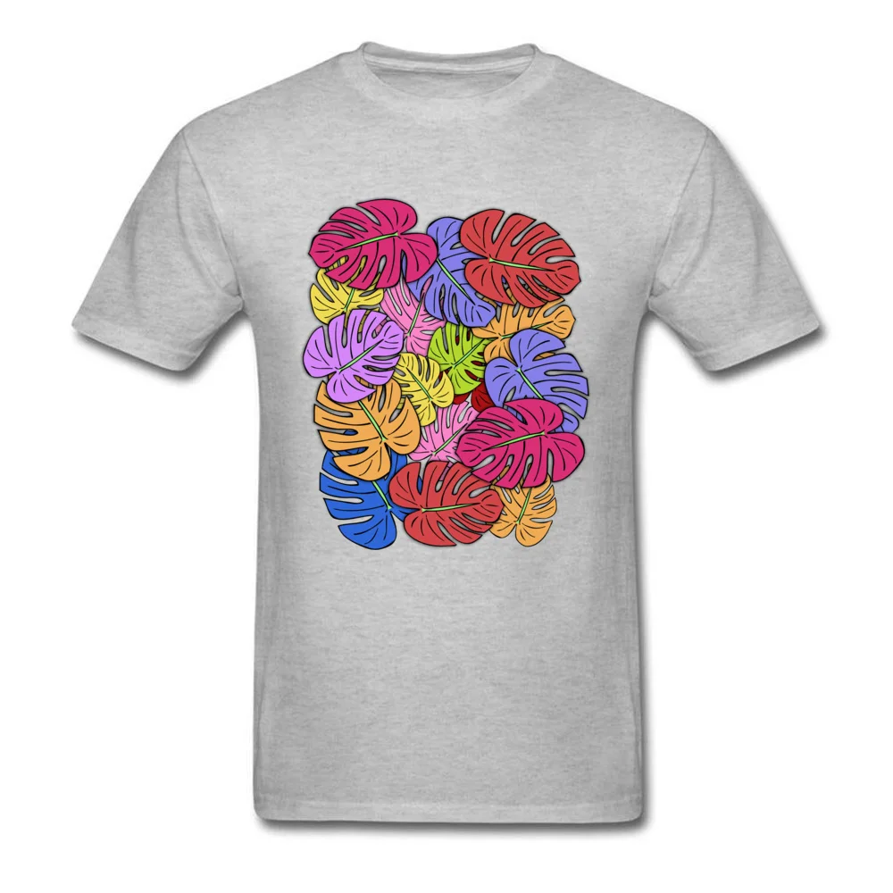 Normal T Shirts High Quality Round Collar Monstera 6 Cotton Fabric Men Tops T Shirt Custom Short Sleeve T Shirt Monstera 6 grey