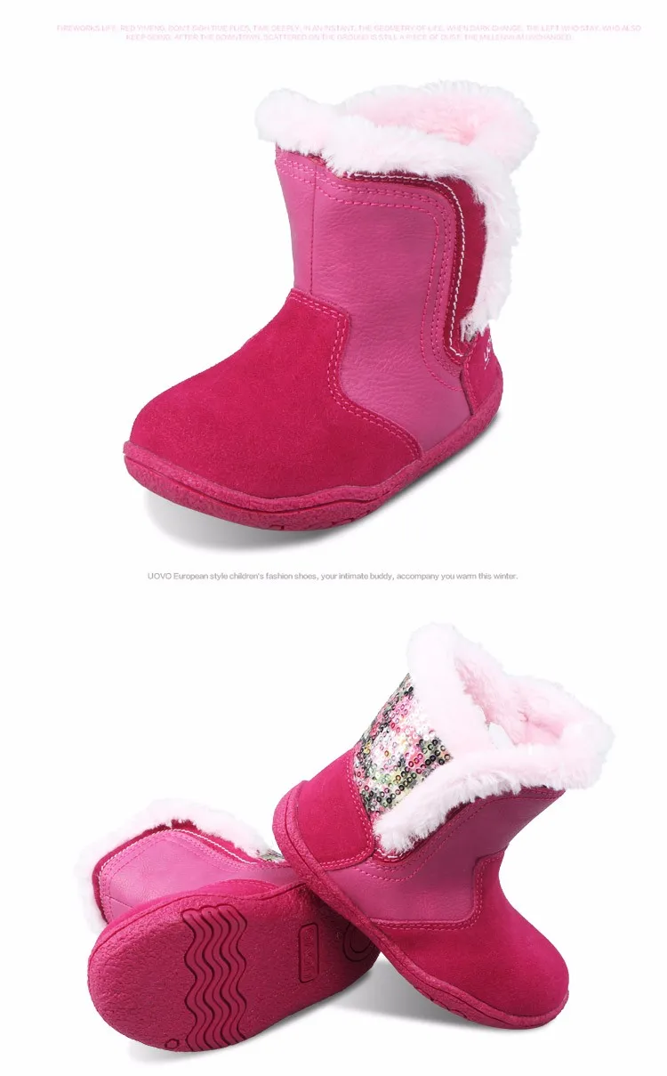 UOVO/ботинки для девочек; коллекция года; зимние ботинки; детская модная обувь; резиновые зимние ботинки для маленьких девочек; детская обувь; Размер 23#-30