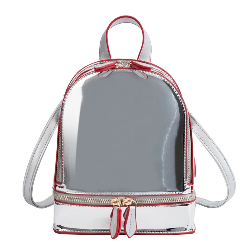 

Women's Solid Color Patent Leather Backpack High Quality Teen Leather Backpack Girl School Female Shoulder Bag Backpack