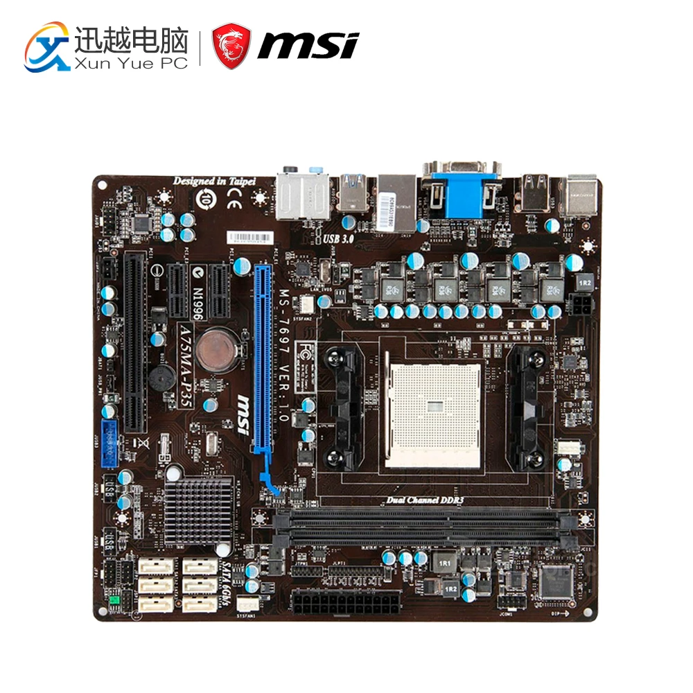 

MSI A75MA-P35 Desktop Motherboard A75 Socket FM1 DDR3 SATA3 USB3.0 Micro ATX