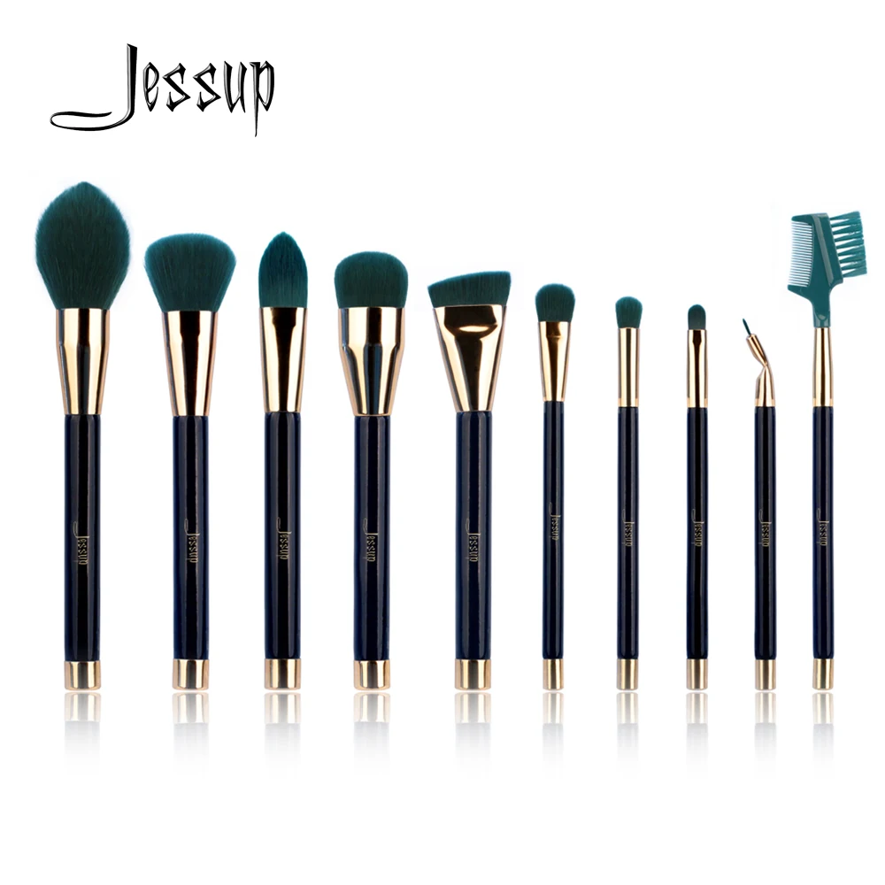 

Jessup 10pcs makeup brushes brush sets beauty Synthetic Hair make up tool Foundation Powder Lash brow grommer Cosmetics tools