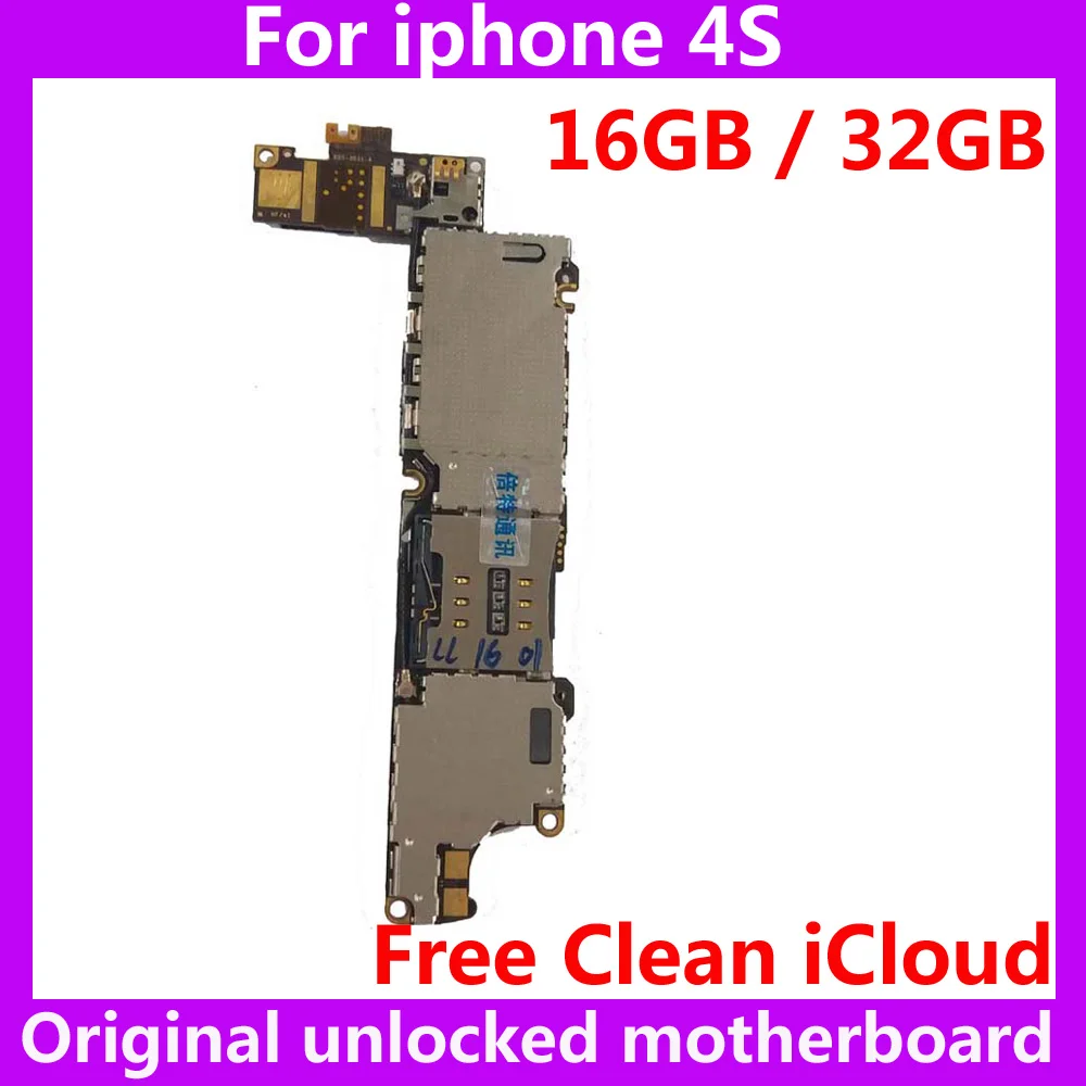 Для Apple 4S 16 ГБ 32 оригинальная разблокированная материнская плата с системой IOS для
