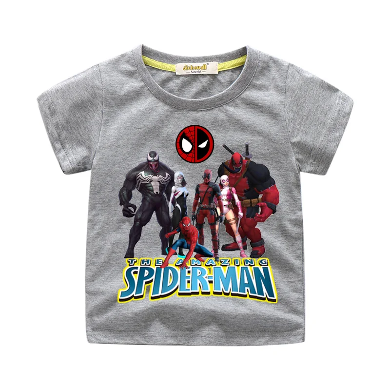 Toddler Boy Girls T-shirts Cartoon Cute Spiderman Print Tshirts Costume Children Summer Clothing Kids Short Sleeve Tee Top WJ207 (9)