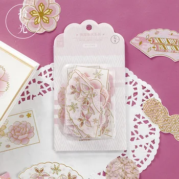 

60pcs Japanese Bronzed BoxedSticker Vintage Flowers Series Decoration Adhesive Diary Scrapbook Aesthete Stationery