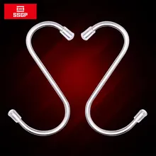 2 шт./лот кухонный гаджет S образные крючки для подвешивания из нержавеющей стали большой маленькие металлические крючки перила с нескользящей антикоррозийной крышкой