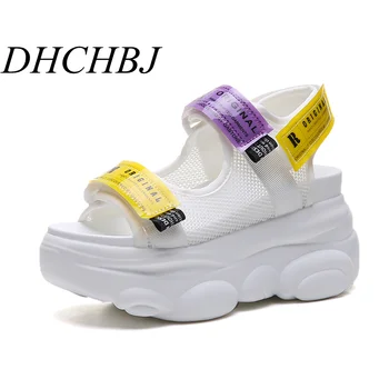 

9 cm High heels Women Sandals Glitter Platform Wedges Casual Sneakers Sandals Comfortable Thick soles Summer Shoes Woman Zapatos