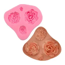 4 размера розы торт украшения формы 3D Силиконовые помадки формы DIY выпечки инструменты формы кухонный инструмент