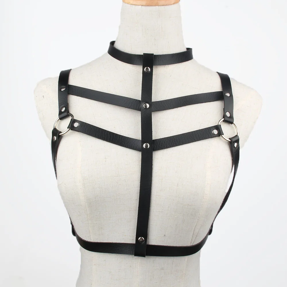 Sexy Leather Harness Women Dark Rock Street Strap Harness Cool Necklace ...