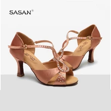 Женская обувь для латинских танцев SASAN с посыпкой; женская обувь для взрослых; обувь для танцев на каблуке с мягкой подошвой; Танцевальная обувь для латинских танцев Lallroom;-136
