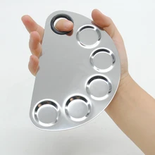 Косметический макияж украшение ногтей из нержавеющей стали гелевая палитра шпатель пять отверстий форма крем основа, смешивание инструмент красота Макияж набор