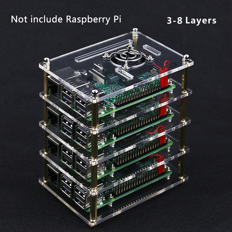 Raspberry Pi 4 акриловый чехол 3 8 слоев акриловая коробка корпус с охлаждающим