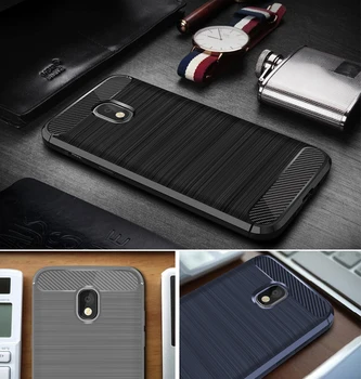 

Phone Case For Samsung Galaxy J3 2018 Case Soft TPU Silicone Brushed Anti-knock J3 2018 Carbon Fiber Brushed TPU Case