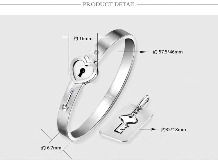Парные Ювелирные наборы из нержавеющей стали с замком в виде сердца, браслеты, подвеска в виде ключа, ожерелье для пар