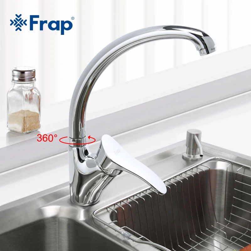 Frap Modern Style Kitchen Faucet Chrome Finish Single Handle Mixer Cold and Hot Kitchen Tap 360 Rotation F4101-2 цена Frap Modern Style Kitchen Faucet Chrome Finish Single Handle Mixer Cold and Hot Kitchen Tap 360 Rotation F4101-2 цены онлайн