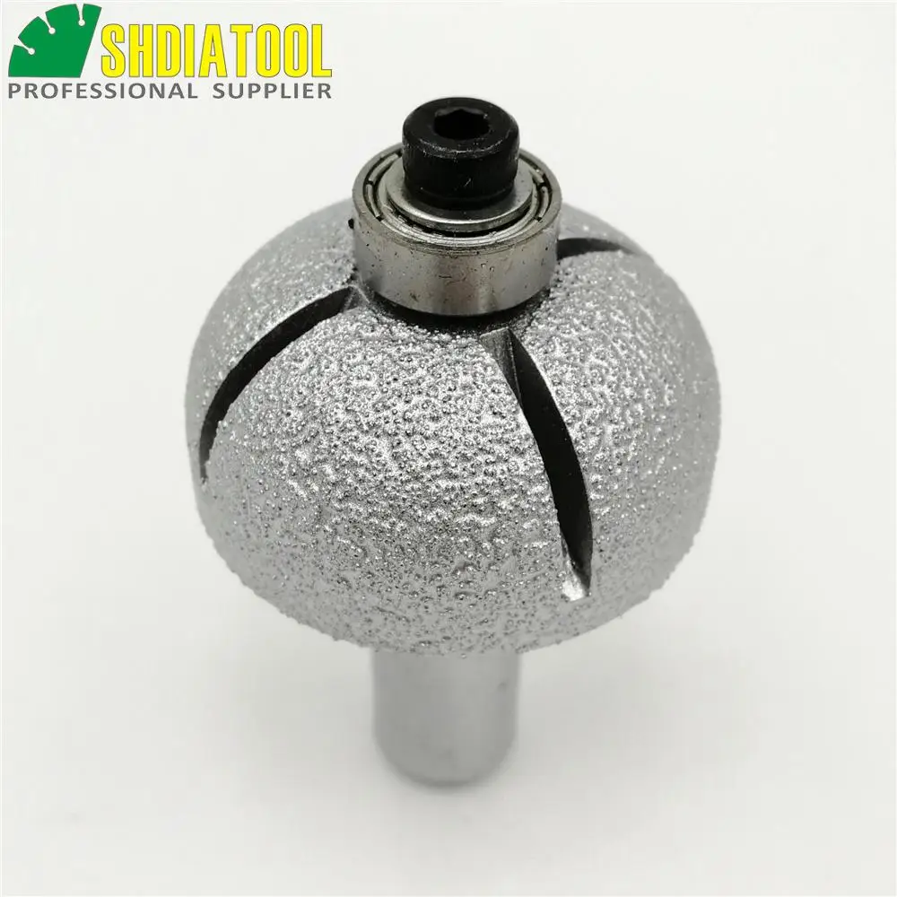 Radius 15mm Vacuum Brazed diamond router bits with bottom stop bearing,  Router cutter for stone, Rome-3 type