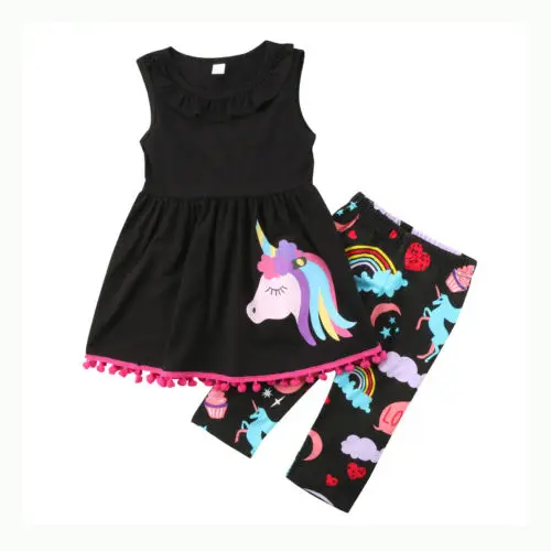 

Unicorn Kids Baby Girl Outfit Clothes T-shirt Long Tops Dress+Pants Set