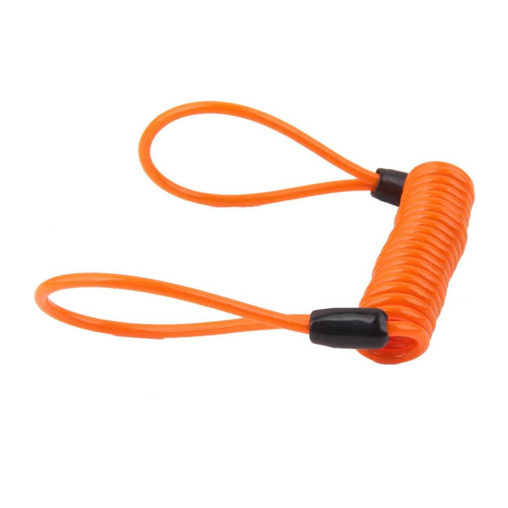 Safety Lanyard Spring Coil Wire Rope Disc Brake Lock Reminder Cable Orange for Disk Lock Reminder Brake Safety 1.2m Orange