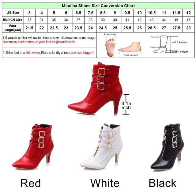 US $22.01 53% OFF|Meotina Schuhe Frauen Stiefel Herbst High Heels Stiefeletten Spitz Schnalle Weibliche Stiefel Zip Damen Schuhe Weiß Große Größe 44 Meotina Schuhe Frauen Stiefel Herbst High Heels Stiefeletten