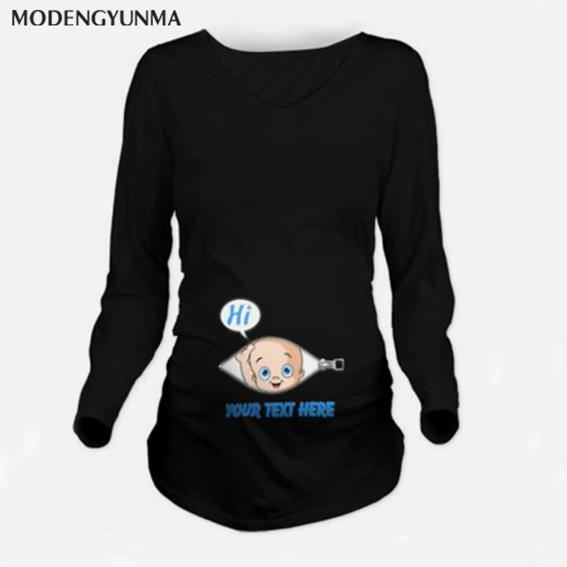 fashion New Autumn Maternity T-shirts Tees Women Cute Maternity Clothes Tops Funny Pregnancy Long Sleeve T-shirts Pregnant Tee