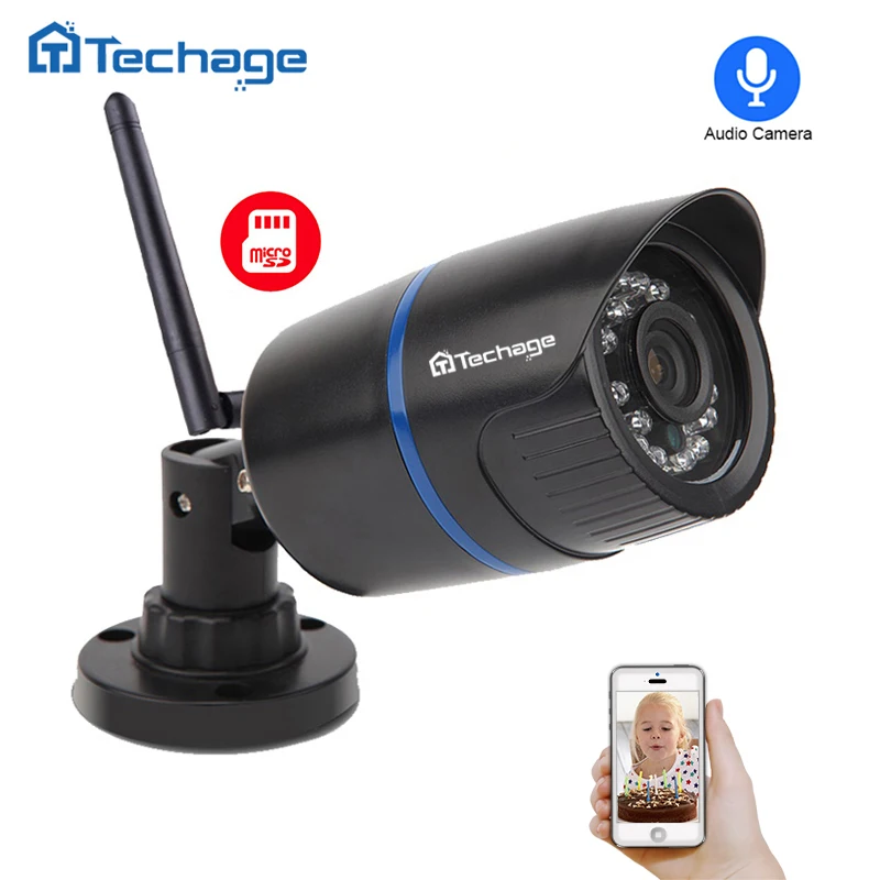 Kopen Techage HD 1080 p 960 p 720 p Wifi IP Camera Audio Record Sound Draadloze Camera P2P ONVIF IR Night vision 2MP CCTV Outdoor Camera