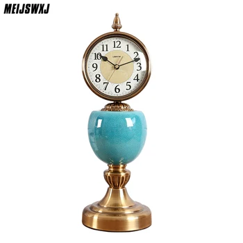 

Meijswxj 12 Inches Table Clock Living Room Clock New Chinese Style Table Clock Chinese Style Household Ceramics Silent Clock