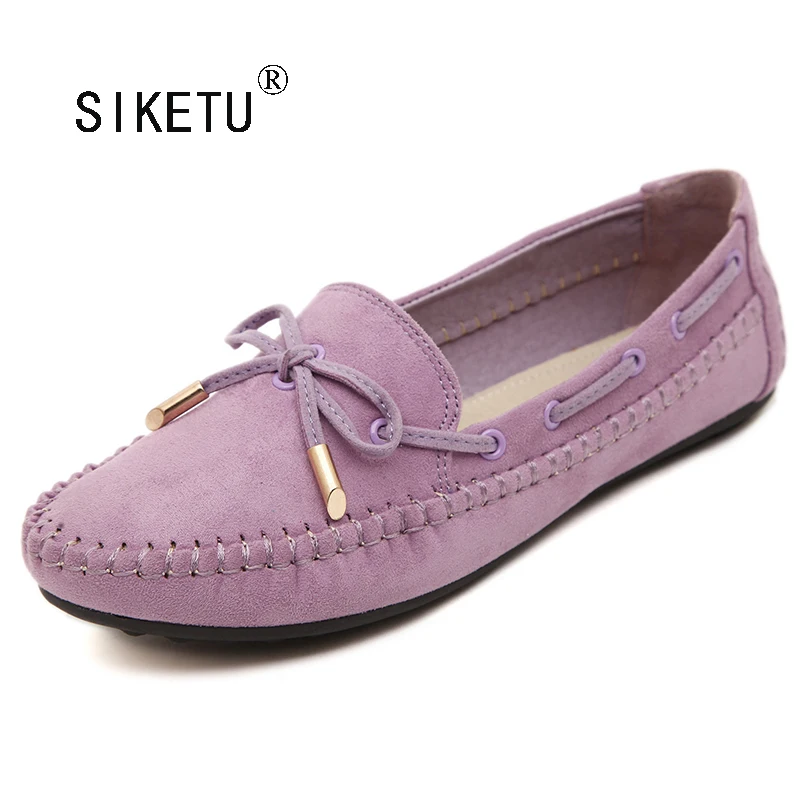 Size Plus 41-44 SIKETU Woman Flats Elegant Bowtie Soft Sole Loafers Slip-on Spring Autumn Shoes Woman Casual Spring Women Flat siketu best gift baby flats tassel soft sole cow leather shoes infant boy girl flats toddler moccasin bea6624
