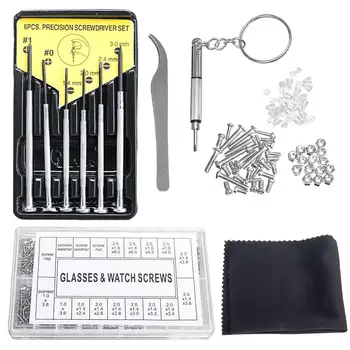 

Pro Assortment Repair Tool Kit Tiny Eyeglass Sun Glasses Spectacles Hand Screw Driver Set for Eyeglass with Glasses Cloth
