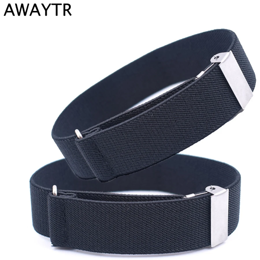

AWAYTR 1 Pair Fashion Canvas Armband Sleeve Garter Elastic Adjustable Anti-slip Shirt Sleeve Holder Unisex Armbands Men 2.5*35cm
