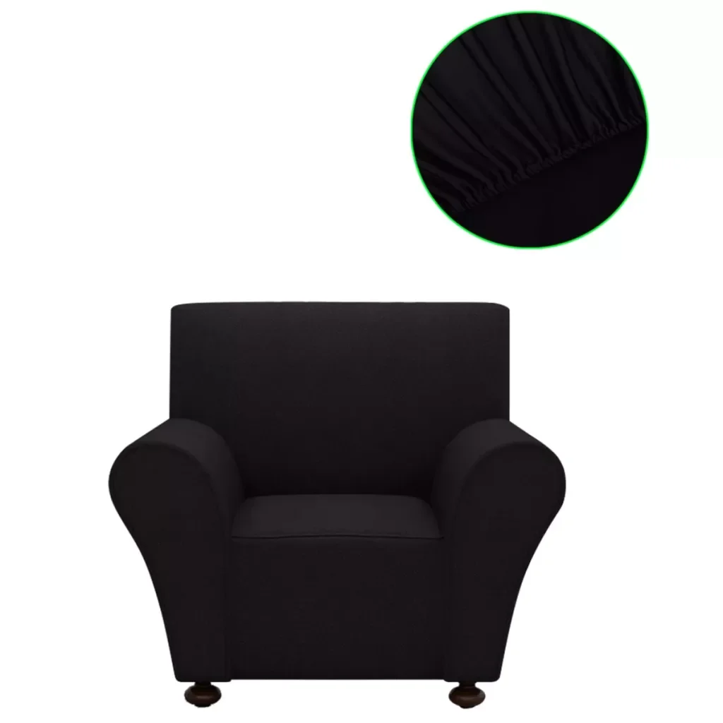 

Stretch Couch Slipcover Black Polyester Jersey Seat Elastic Spandex Sofa Cover Universal Solid Color Stretch Couch Slipcover