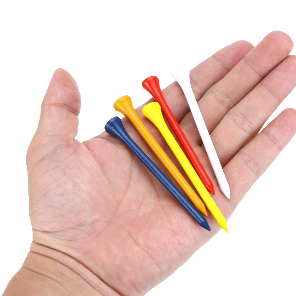 100pcs Mixed Color Wood GOLF TEES Golfer Golf Tee Accessories Brand New