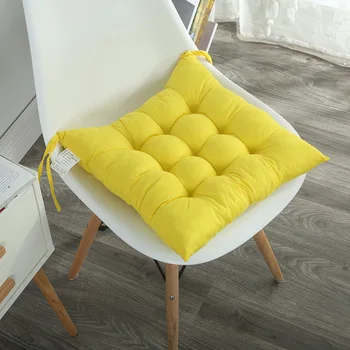 

2pcs Soft Comfortable Solid Color square Cotton outdoor Office Garden Dining pillow Chair Pad Seat cushion with ties 16"x16"