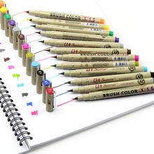 12 цветов s/набор кисть для письма мягкое перо вода цвет искусство маркер ручка эффект лучший для раскраски для взрослых манга комическая каллиграфия