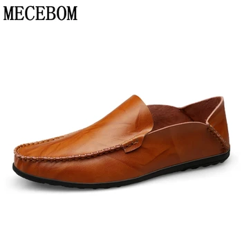 

Men's Loafers Leisure Brown Gentleman Driving Boat Shoes Slip-on Split Leather Men Business Shoes moccasins 38-46 1801M