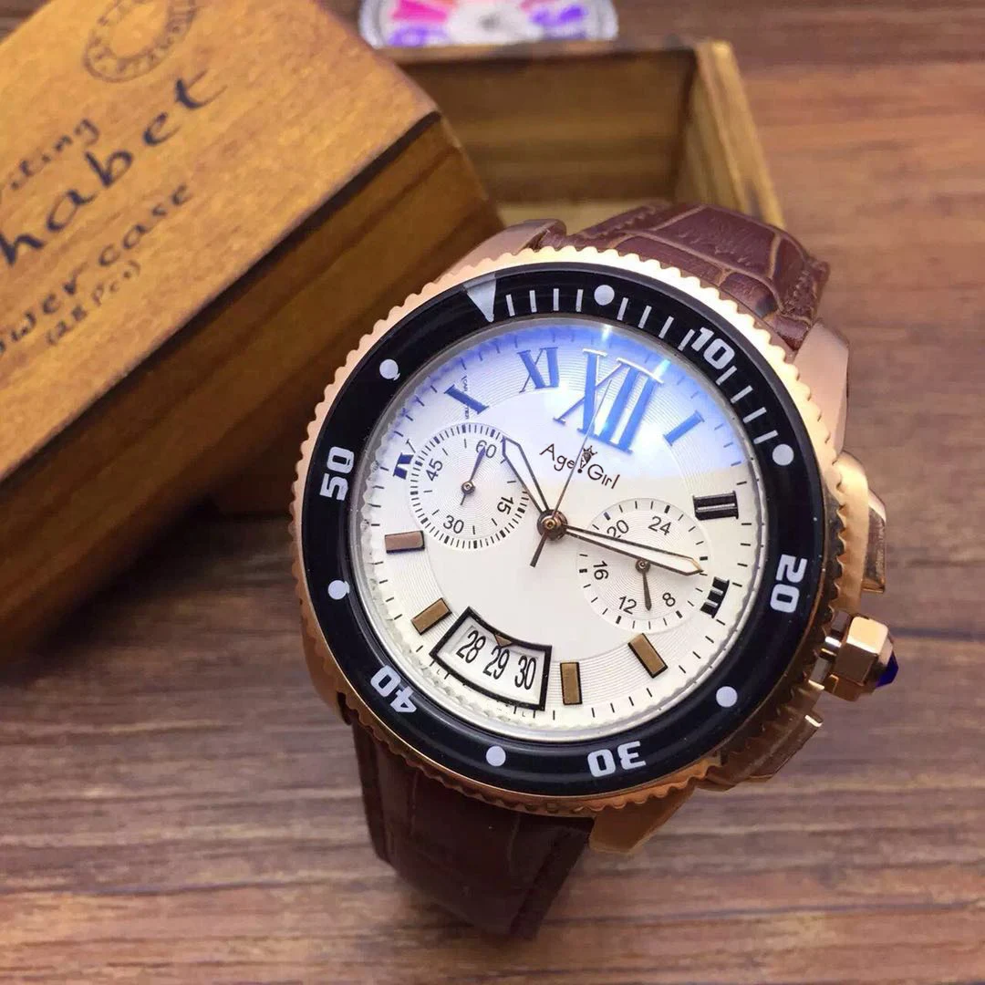 

Luxury Brand New Men Watch Quartz Chronograph Stopwatch Stainless Steel Watches Sapphire Rose Gold Silver Leather Black Watches