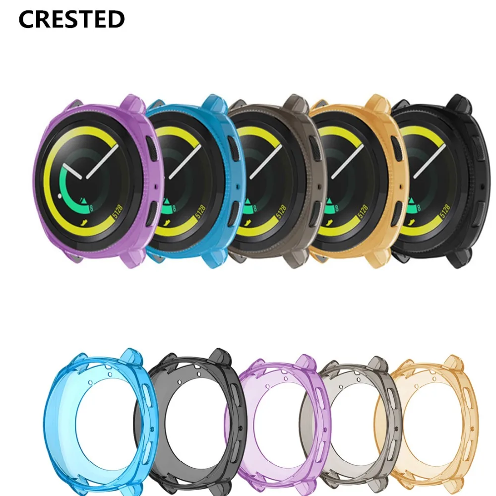 

CRESTED silicone Transparent watch case cover For samsung gear Sport band frame belt protector replacement Protective Shell