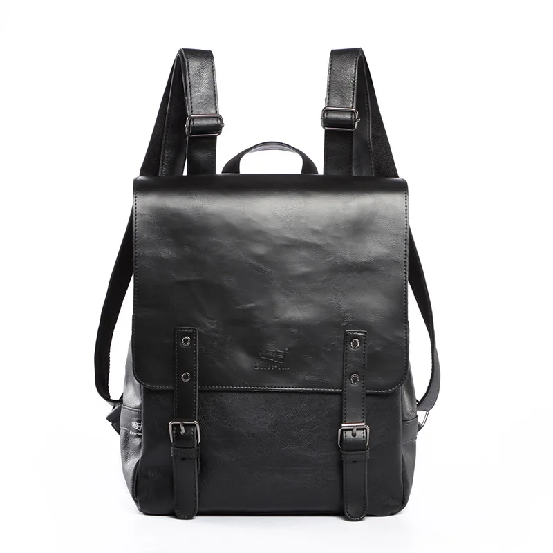 Брендовая кожаная мужская сумка в трех коробках, повседневный мужской школьный рюкзак, модные рюкзаки для ноутбука, школьные винтажные рюкзаки для путешествий, мужские рюкзаки Mochila - Цвет: Черный