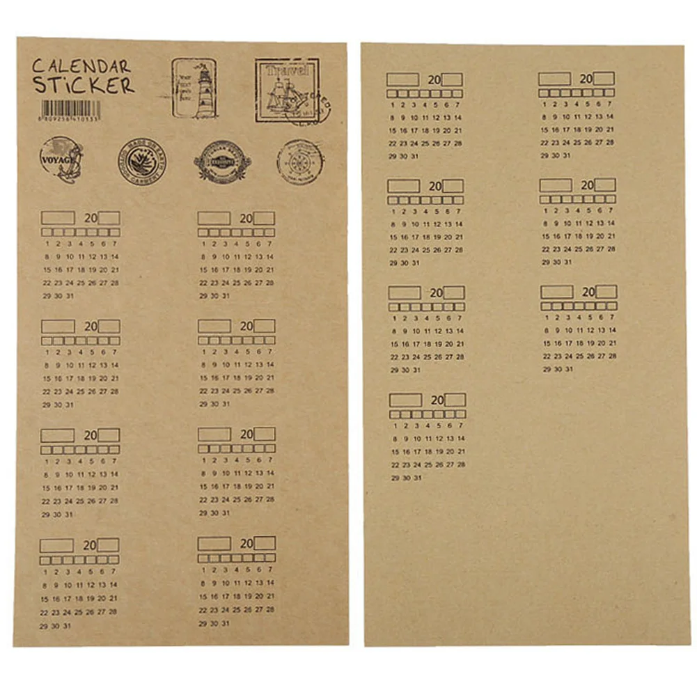 

4 Sheets Stickers Organizer Paper Handwritten Label Index Calender Stationery Notebook