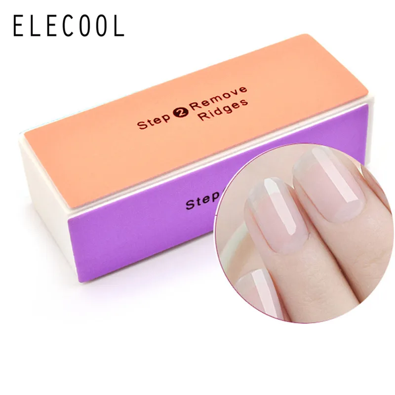 ELECOOL 4 лица 4 шаг Pro красочная пилка для ногтей Полировочный блок шлифовальный дизайн ногтей маникюрный спонж Setback инструменты для дизайна ногтей