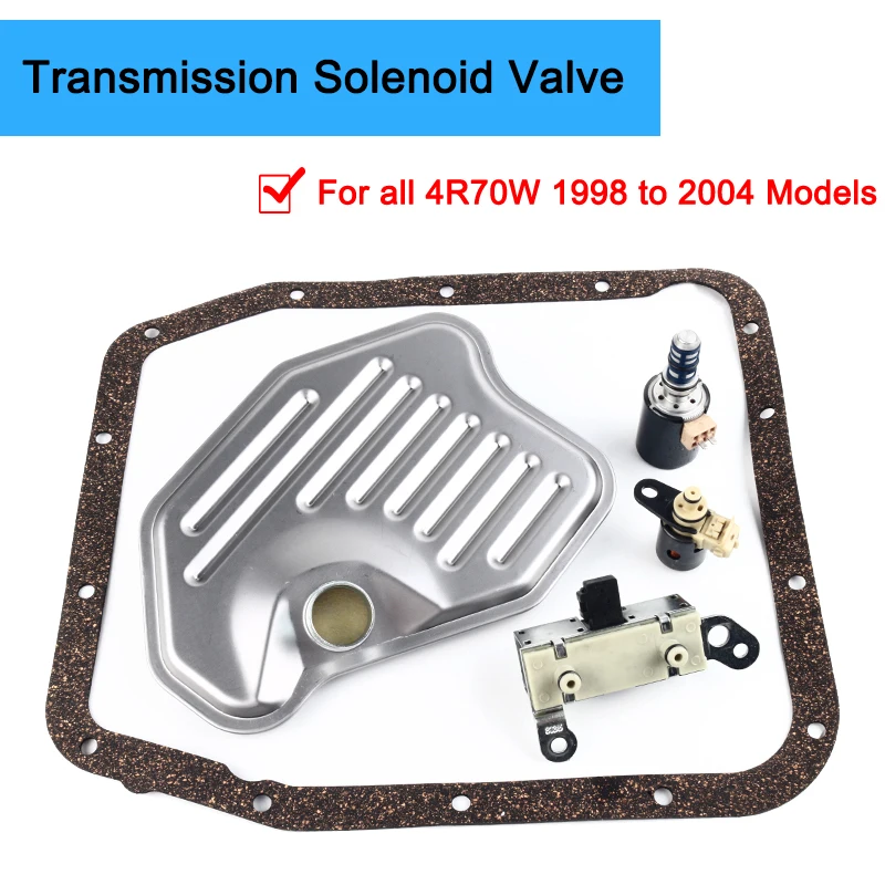 

4R70W AODE Transmission Solenoid Set Filter Kit EPC TCC LockUp Shift For Ford 1998-2004
