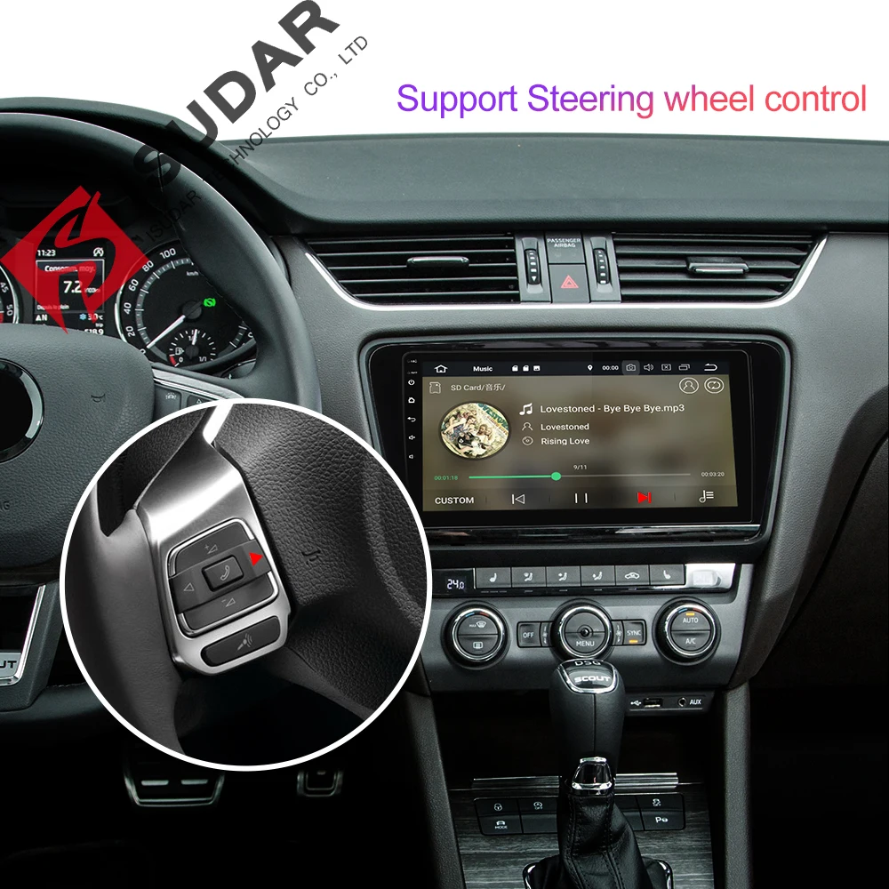  Isudar Auto Multimedia-Player 1 Din DVD Automotivo Android 9 Für Skoda/Octavia 2014-GPS Quad Core R