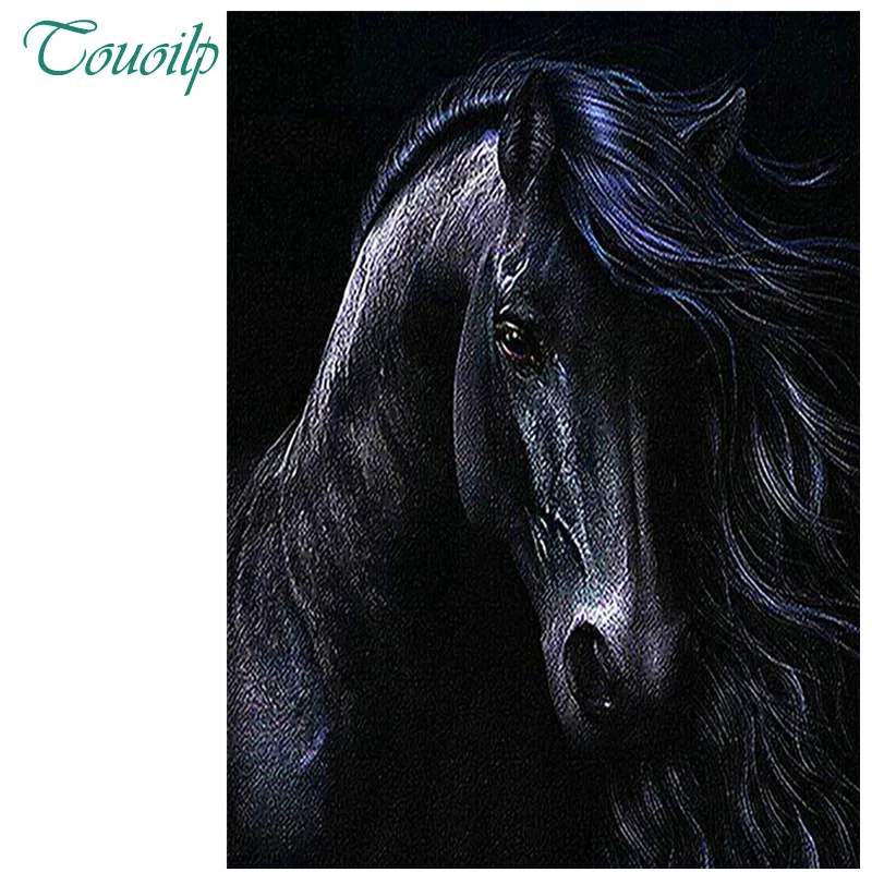 Touoilp Horse Diamond Embroidery Animal Full Painting Cross Stitch 5D Needlework Round Rhinestone Mosaic Decoration Gift | Дом и сад